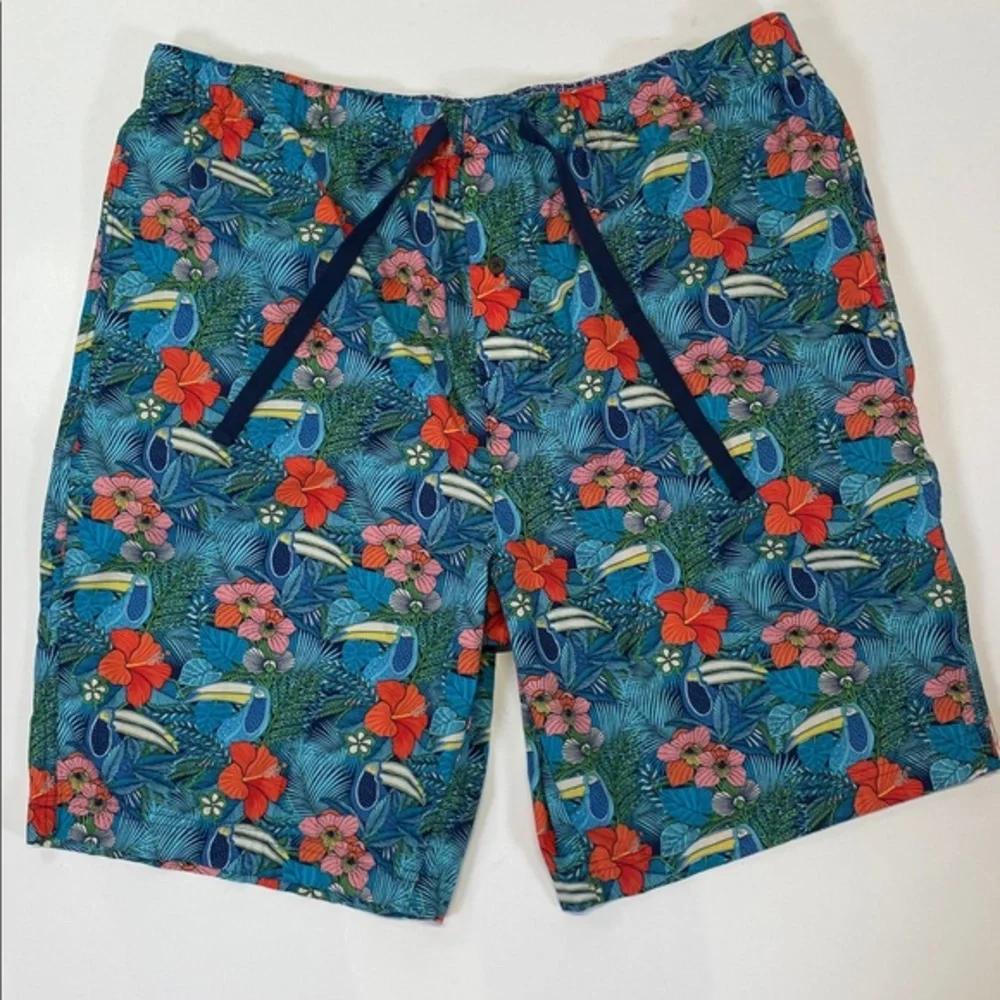 Tommy Bahama Tropical Swim Trunks Blue Floral Beach Board Shorts Size XL
